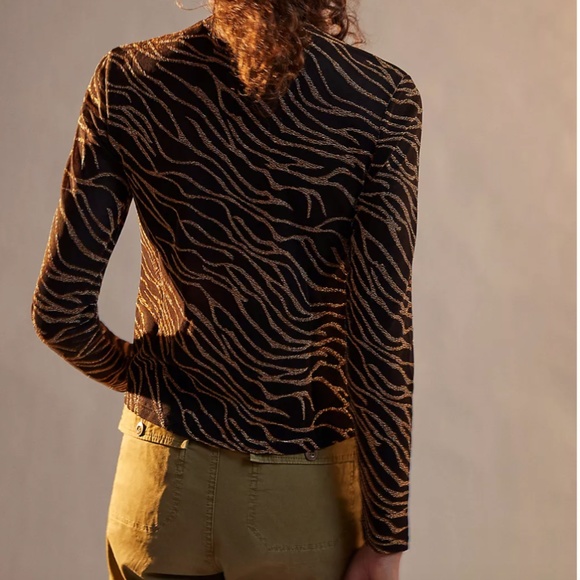 ⭐️ Sheer Shimmer Mock Neck Chic Glam Girly Romantic Classy Turtleneck Artsy Top - Picture 2 of 5